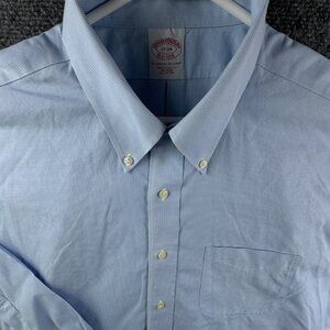 Brooks Brothers 17 34 Traditional Long Sleeve Cotton Button Up Shirt Blue Check